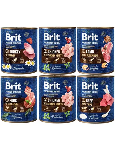 BRIT Premium by Nature Mix arome 6x800 g conserve mixte hrana caini