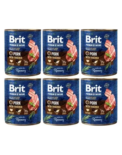 BRIT Premium by Nature Pork with Trachea 6x800 g porc si esofag, hrana umeda caine