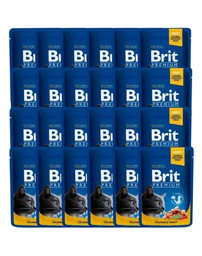 BRIT Premium Cat Adult somon si pastrav pentru pisici, pliculete 24x100g