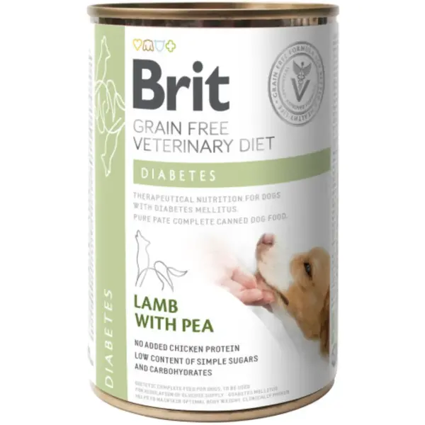 BRIT VD Diabetes, XS-XL, Miel, dietă veterinară, conservă hrană umedă fără cereale câini, diabet, (în aspic), 400g