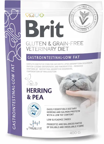 BRIT VD Gastrointestinal Low fat pisici, reducerea tulburărilor intestinale
