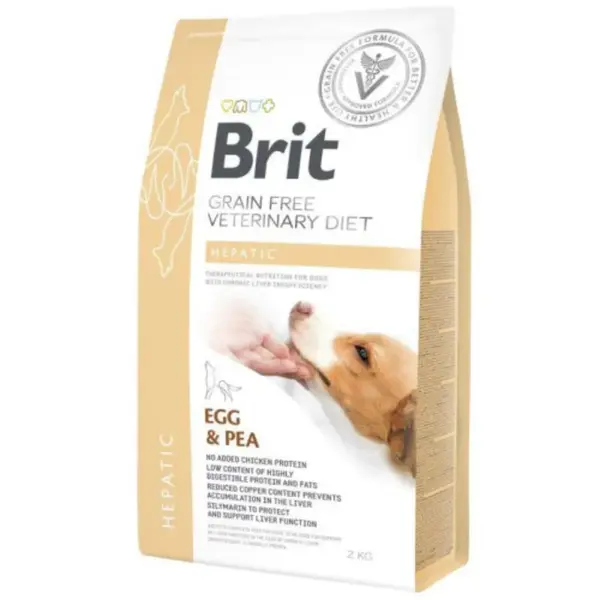 BRIT VD Hepatic, XS-XL, Ou, dietă veterinară, hrană uscată fără cereale câini, sistem hepatic, 2kg