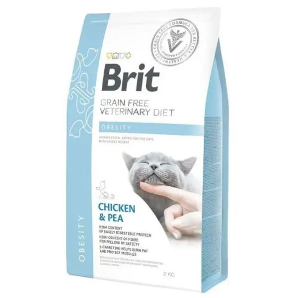 BRIT VD Obesity, Pui, dietă veterinară, hrană uscată fără cereale pisici, obezitate, 2kg