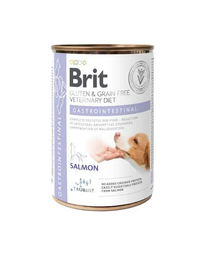 BRIT Veterinary Diet Gastrointestinal Hrana umeda caini, cu somon si mazare pentru tractul gastrointestinal sensibil 400 g