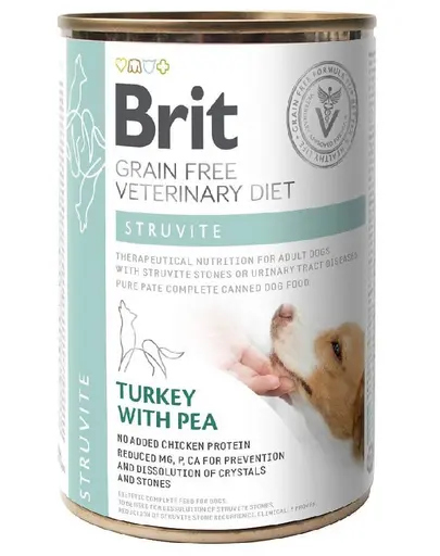 BRIT Veterinary Diet Struvite Turkey&Pea afectiuni tract urinar, pentru caini 400 g