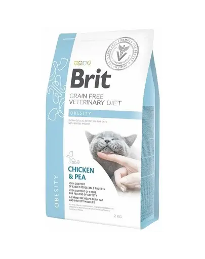 BRIT Veterinary Diets Cat Obesity Dieta veterinara pentru pisici adulte supraponderale, cu pui si mazare 2 kg