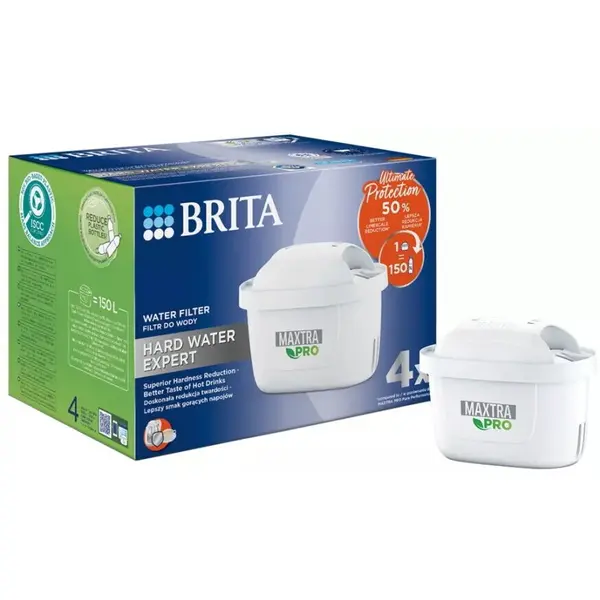 BRITA Set 4 filtre Brita Maxtra PRO Hard Water Expert, 150 l, Reduce cantitatea de clor, plumb si cupru, Previne depunerile de calcar