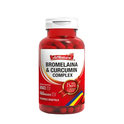 Bromelaina si Curcumin complex, 30 capsule, AdNatura