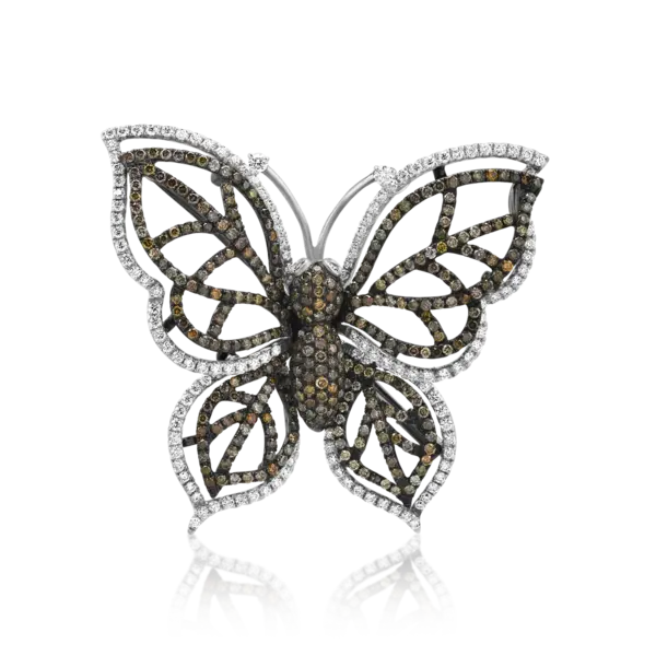 Brosa fluture din aur alb cu diamante de 4.9ct