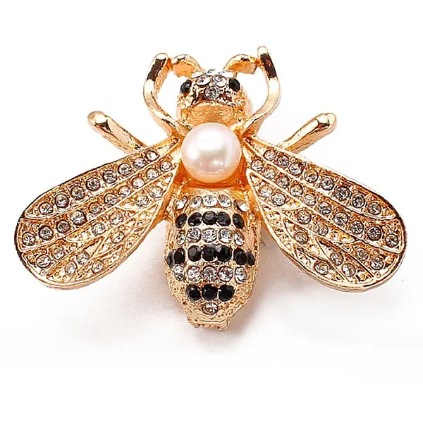 Brosa Golden Bee cu Perla Naturala