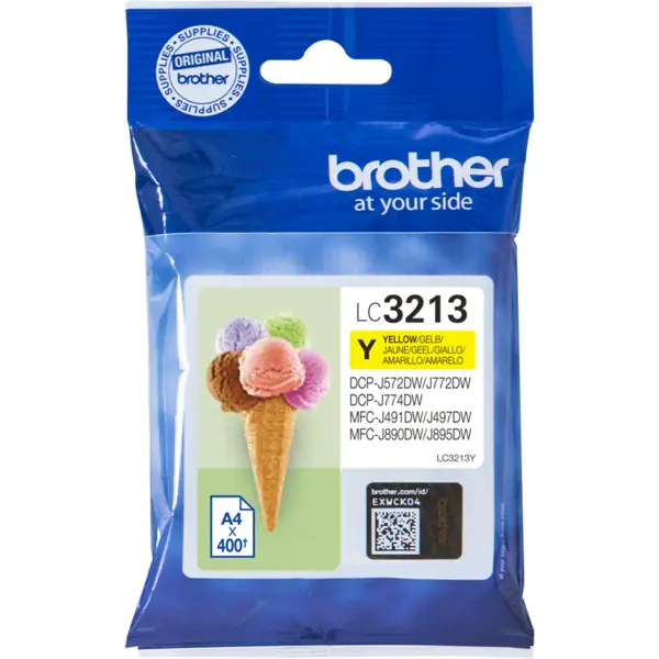 brother Cartus cerneala Brother LC3213Y, Galben, 400 pagini, Randament ridicat (XL), Original
