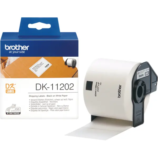 brother Etichete Brother DK11202, 62mm x 100mm, negru/alb, 300bucati