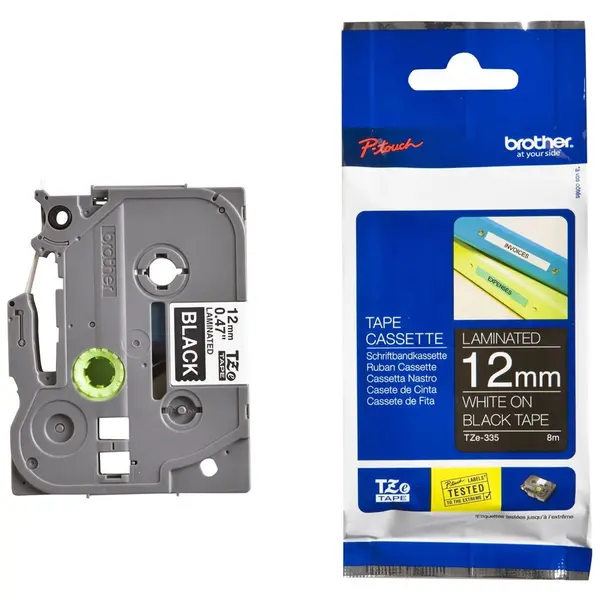 brother Etichete laminate Brother TZE335 White on Black, 12mm