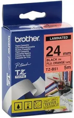 Brother Etichete TZB51 24mm (negru/portocaliu)