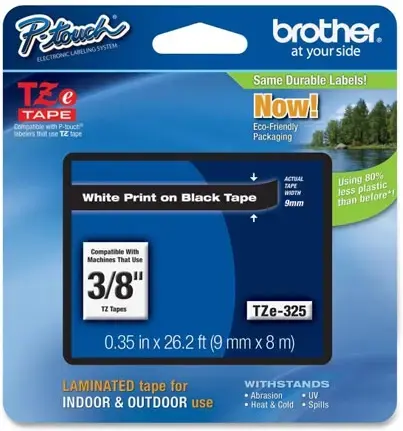 Brother Etichete TZE325 (alb/negru)