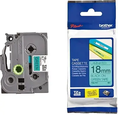 Brother Etichete TZE741 18mm (negru/verde)