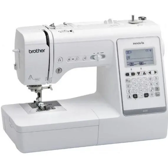 brother Masina de cusut computerizata Brother A150VM1, 150 Cusaturi, 10 Broderi, 850 Imp/min, Iluminare LED, Ecran LCD, Alb