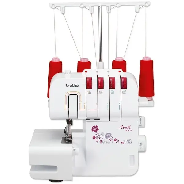 brother Masina de surfilat Brother M343D overlock, electro-mecanica, 1300 de impunsaturi pe minut, Alb/Rosu