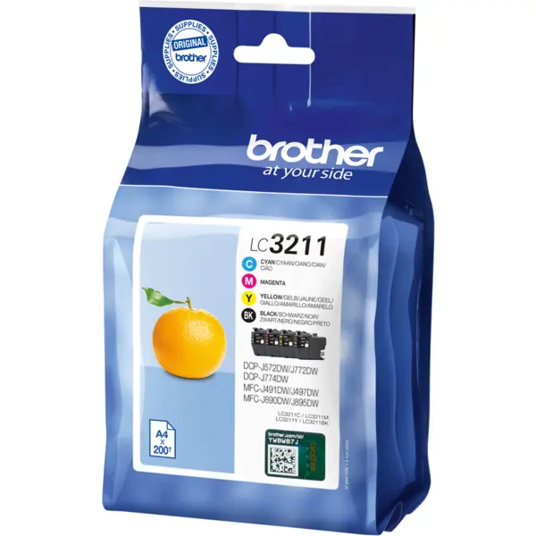 brother Set cartuse cerneala Brother LC3211VAL, Original, Negru, Cyan, Magenta, Galben, 200 pagini