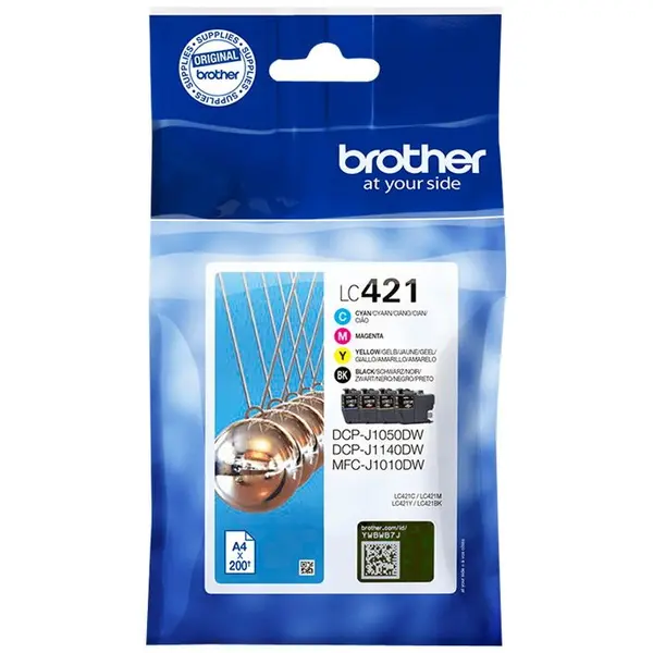 brother Set cartuse cerneala Brother LC421VALDR, Original, Negru, Cyan, Magenta, Galben, 200 pagini
