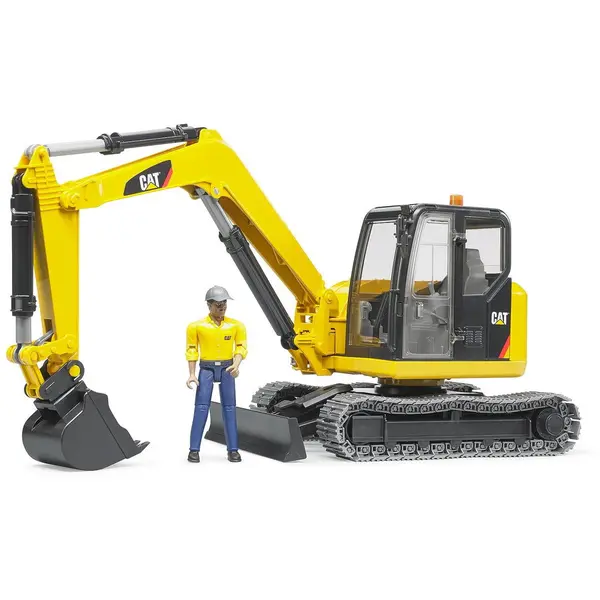 BRUDER Excavator Cat Minibagger cu muncitor, Bruder 02466