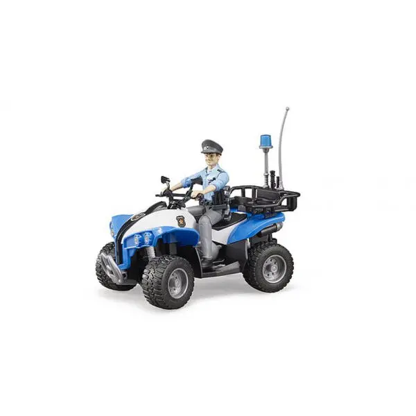 BRUDER Jucarie ATV BRUDER Quad Politie, BR-63010, Scara 1:16, cu figurina si accesorii, suspensie functionala