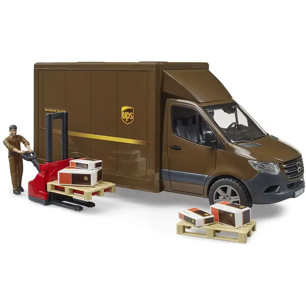 BRUDER Mercedes Benz Sprinter UPS cu sofer si accesorii, Bruder 02678