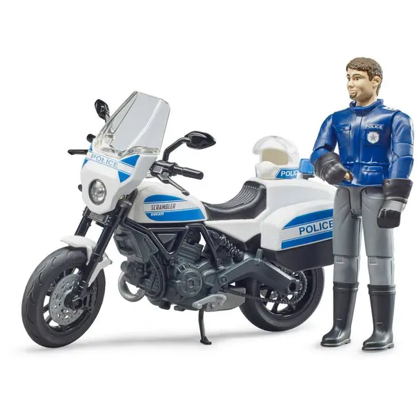 BRUDER Motocicleta de politie Ducati Scrambler cu motociclist, Bruder 62731