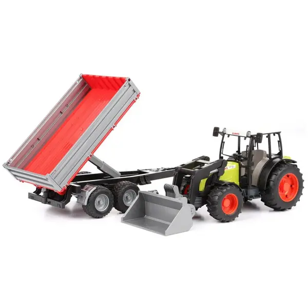 BRUDER Tractor Claas Nectis 267F cu incarcator frontal si remorca, Bruder 02112
