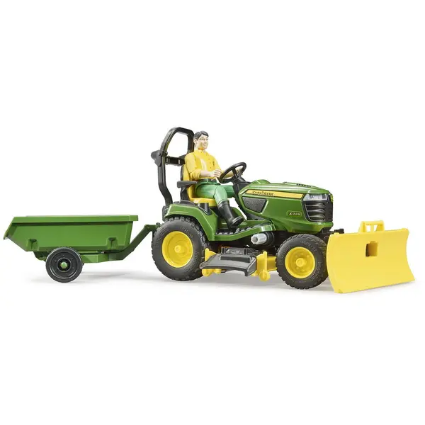BRUDER Tractor de cosit John Deere cu remorca si gradinar, Bruder 62104
