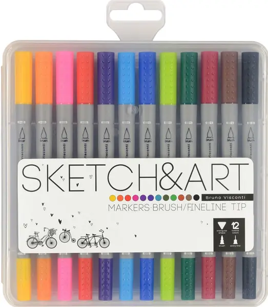 Bruno Visconti Sketch&Art set de creioane cu două vârfuri - 12 culori