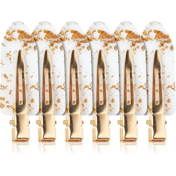 Brushworks Gold Flake No Crease Clips agrafe de par transparente 6 buc