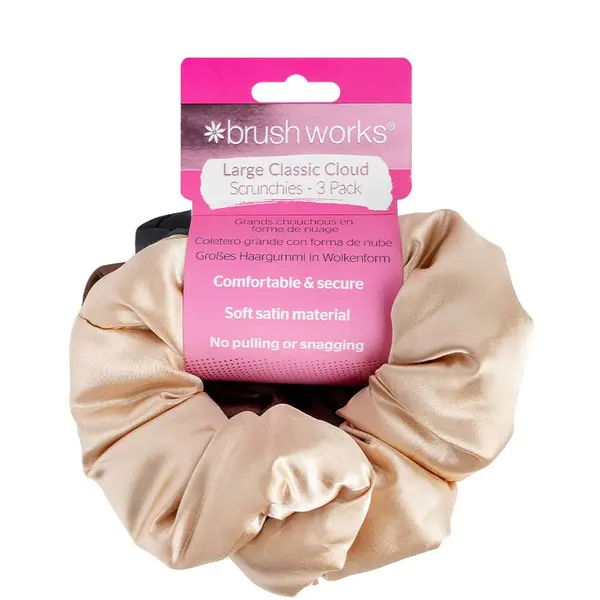 Brushworks Large Classic Cloud Scrunchies - 3 Pack