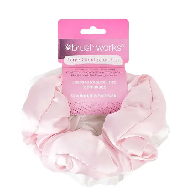 Brushworks Large Cloud Scrunchies - Pink & White (2 Pack)