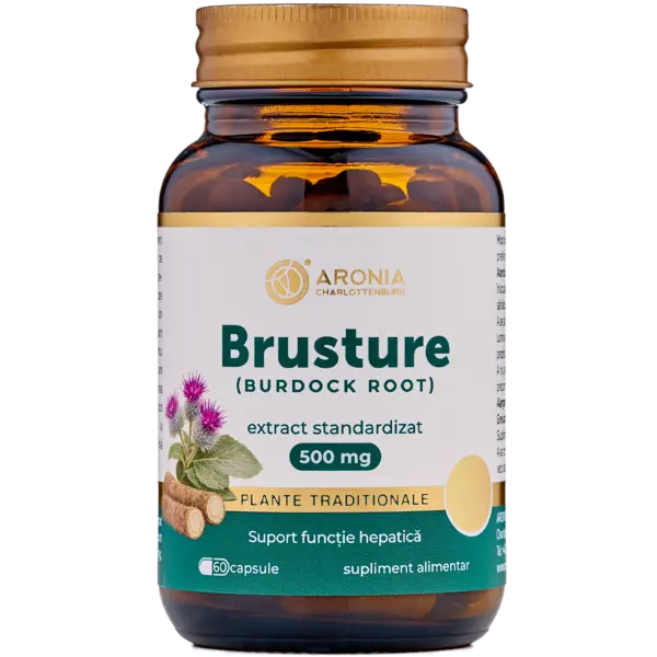 Brusture 500 mg — 60 capsule cu extract concentrat din Rădăcină de Brusture pentru susținerea ficatului, sănătatea pielii și eliminarea excesului de lichide | Plante Tradiționale