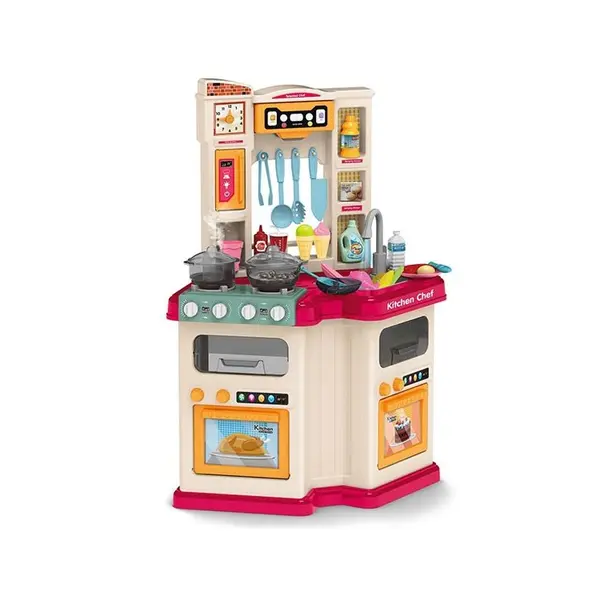 Bucatarie cu chiuveta functionala si aburi Ocie Little Chef Pink