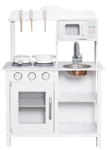 Bucătărie din lemn pentru copii Ginger Home - Cu accesorii, albă