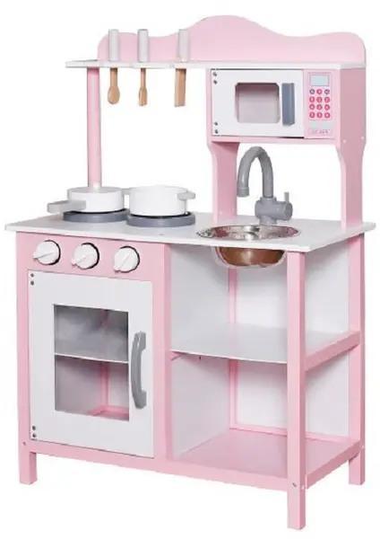 Bucătărie din lemn pentru copii Ginger Home - Cu accesorii, roz