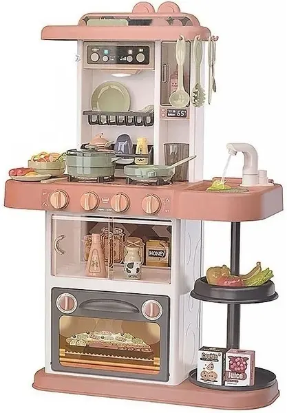Bucătărie pentru copii Raya Toys - Cu apă și abur, roz