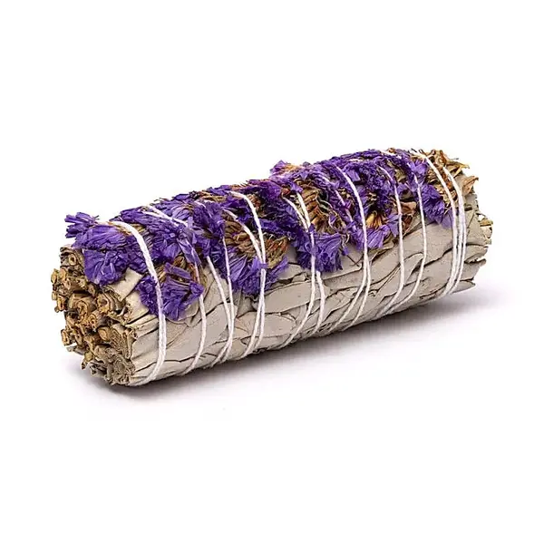 Buchet de salvie albă cu flori sinuata mov