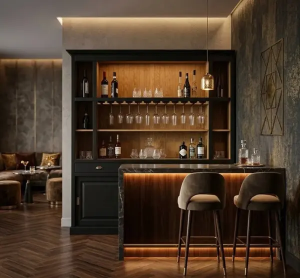 Bufet bar cu uși glisante noir