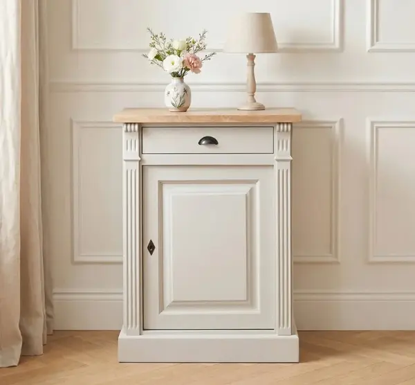 Bufet cu 1 usa, 1 sertar, blat stejar, BAS, Colectia Directoire cu finisaj Dublu color