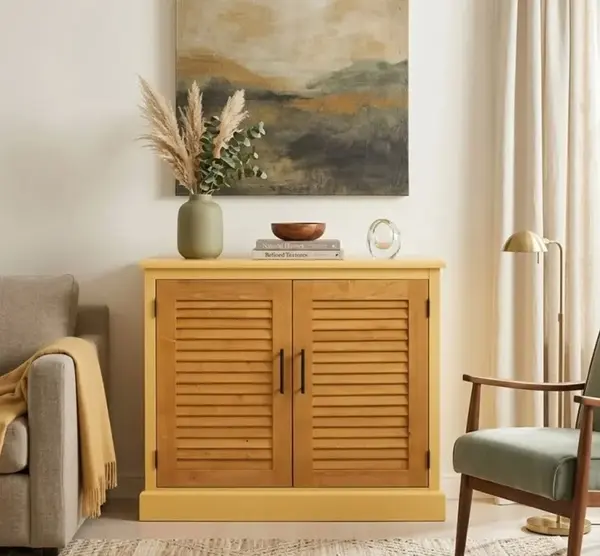 Bufet cu 2 usi, Colectia Shutter cu finisaj Sand Yellow/Light Walnut Waxed
