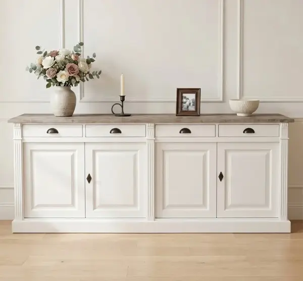 Bufet cu 4 usi, blat stejar, BAS, Colectia Directoire cu finisaj Dublu color