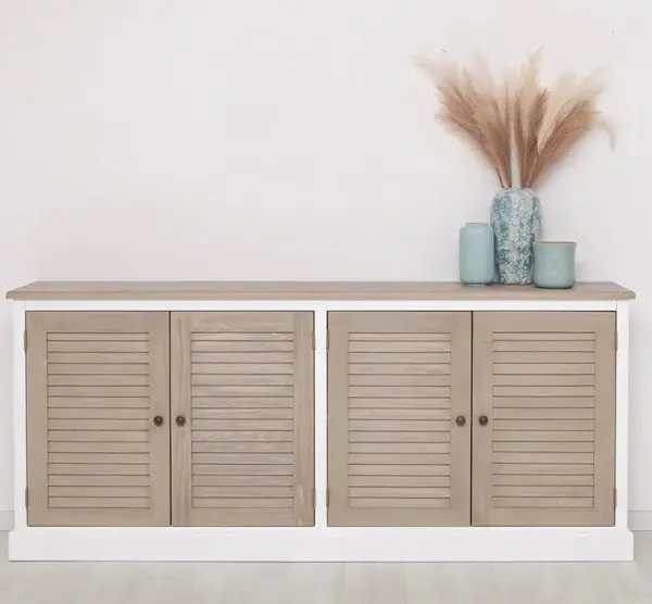 Bufet cu 4 usi, blat stejar, Colectia Shutter cu finisaj Dublu color