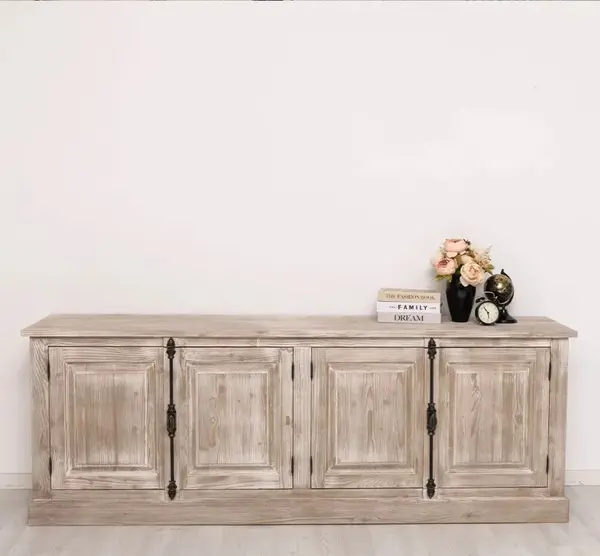 Bufet cu 4 usi, cu tija, BAS cu finisaj Dove Grey / White