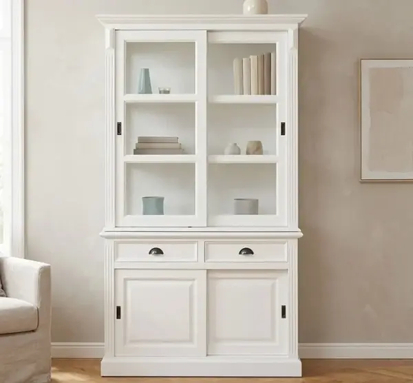 Bufet cu 4 usi glisante si 2 sertare cu dim. 128x51x220, din MDF cu finisaj Vopsit