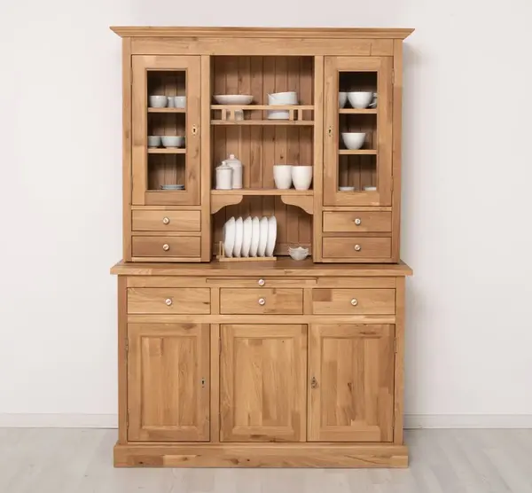Bufet de bucatarie 3 usi, 3 sertare cu sine BAS + 2 usi, 4 sertare SUP, din stejar - Culoare_P061 - Lacuit cu finisaj Lacuit