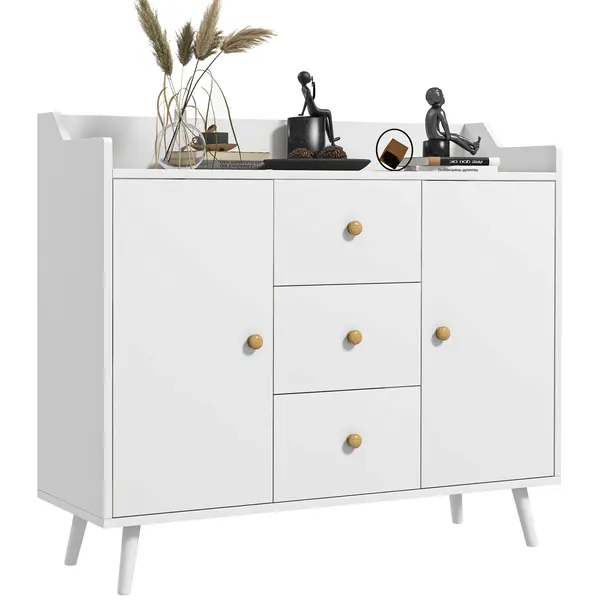 Bufet HOMCOM Alb 90x80 PAL-Pin | Aosom Romania