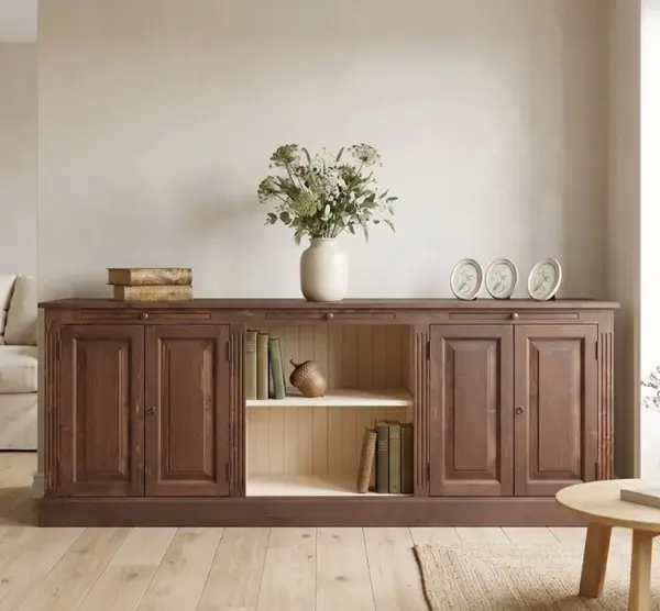Bufet mare 4 usi, 1 polita, BAS cu finisaj Dublu color